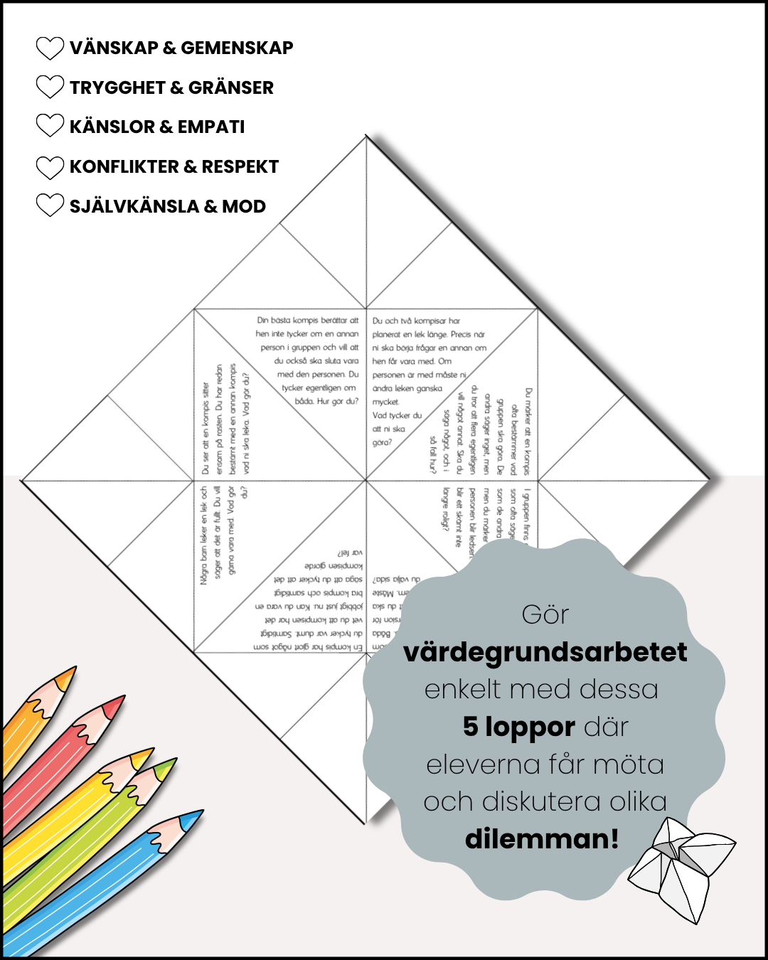 Värdegrundsloppor – 5 teman med dilemman